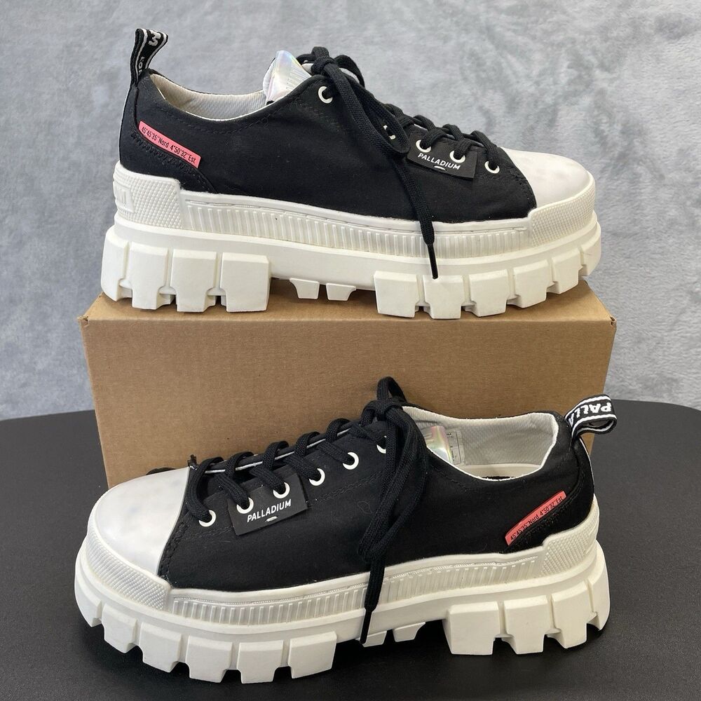 Palladium Revolt LO TX Black/Marshmallow Women's 10 Platform Boots 97243-016